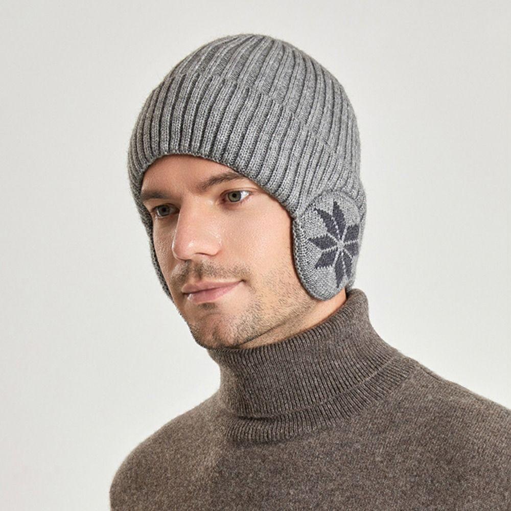Thickened Knitted Hat Soft Plush Ski Beanie Hat Casual Plain Hats Men Women