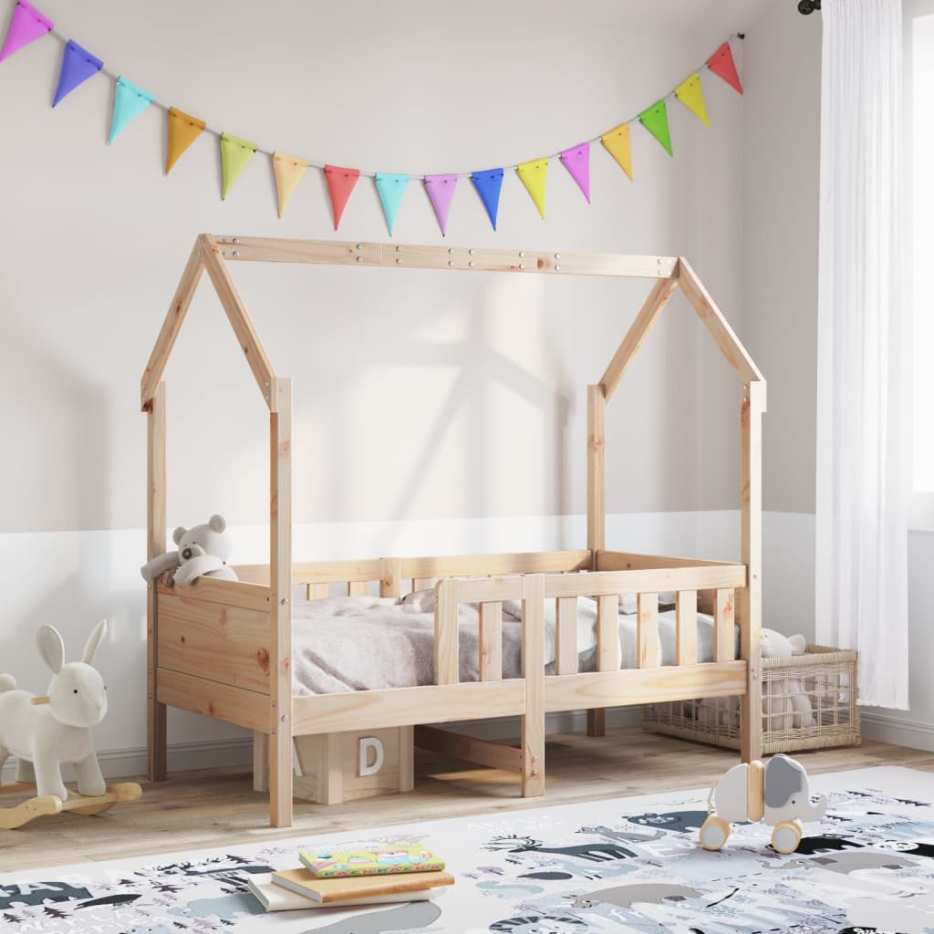 Kids House Bed Solid Pine Wood 70 x 140 cm