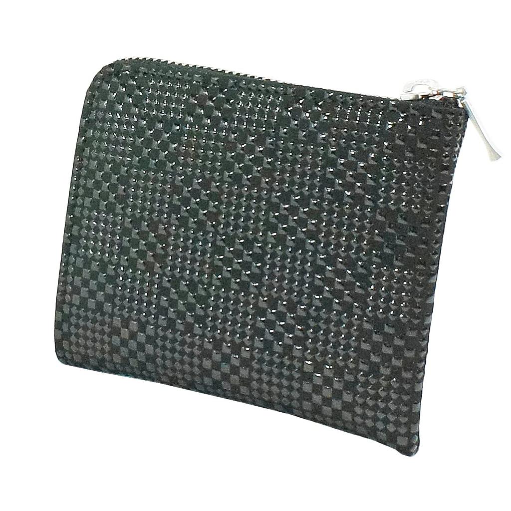 Indenya Inden Coin Purse F Coin Purse 08 Deerskin Black X Black Lacquer Small Checkered Pattern 1008-01-167