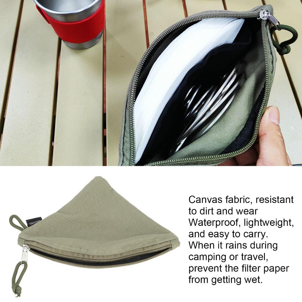 Canvas Coffee Filter Storage Bag Waterproof Fabric Reusable Coffee Filter Paper Storage Conical Shape Portable Size