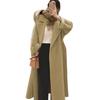 Women Winter Overcoat with Belt Turn-down Collar Pockets Pure Color Cardigan Mid Length Coat Thermal Long Sleeves Commuting Dating Winter Coat