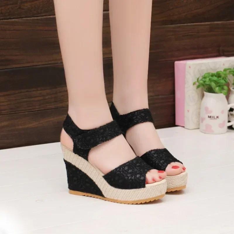 Female Shoes On Sale Fashion Open Toe Women's Sandals Summer Rome Outdoor Casual Waterproof Platform Wedge Sandals Zapatos