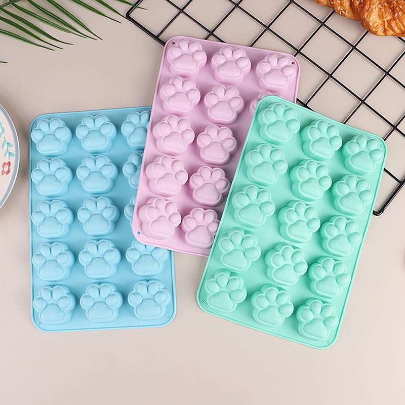 15 Holes Cat Dog Footprint Silicone Mold Diy Cake Molds Cookie Fondant Dog Cat Paw Pet Candy Cookie Jelly Ice Cube Mould
