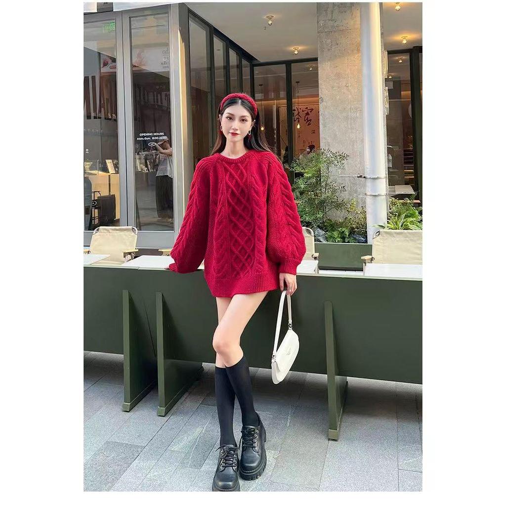 Женский свитер крупной вязки свободного кроя - Уютная одежда для осени/зимы