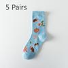 5 пар женских модных цветных абсорбирующих носков средней длины