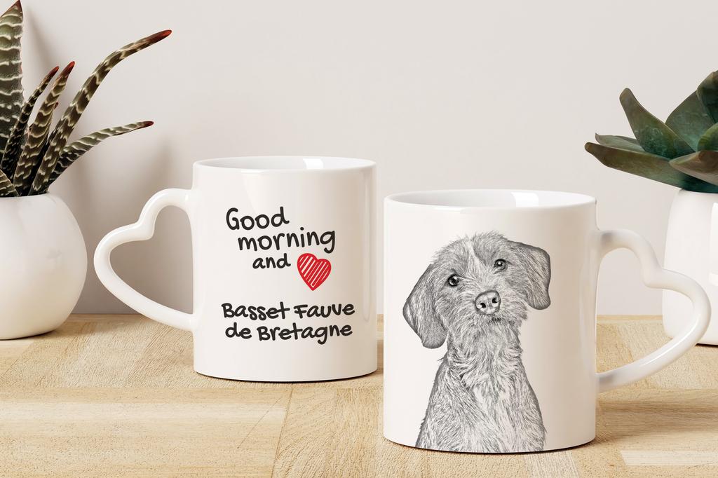 Basset Fauve de Bretagne, Fawn Brittany Basset - cup with a dog, adorable cup with a heart-shaped handle, universal gift from the Art-Dog brand