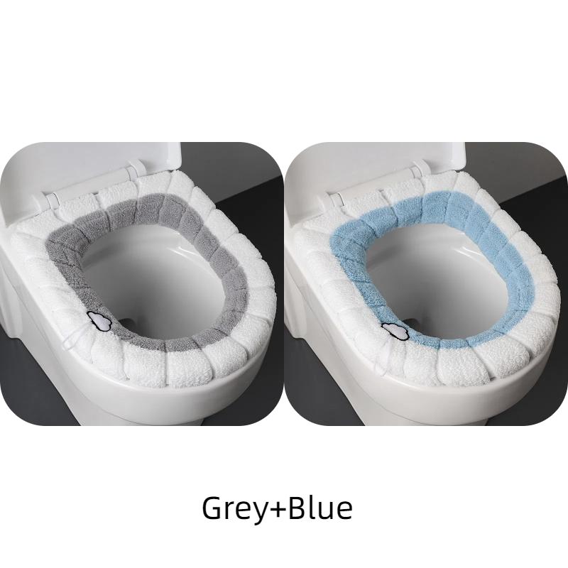 2856C Утолщенный плюшевый O-образный теплый туалетный универсальный многоразовый зимний чехол для сиденья унитаза