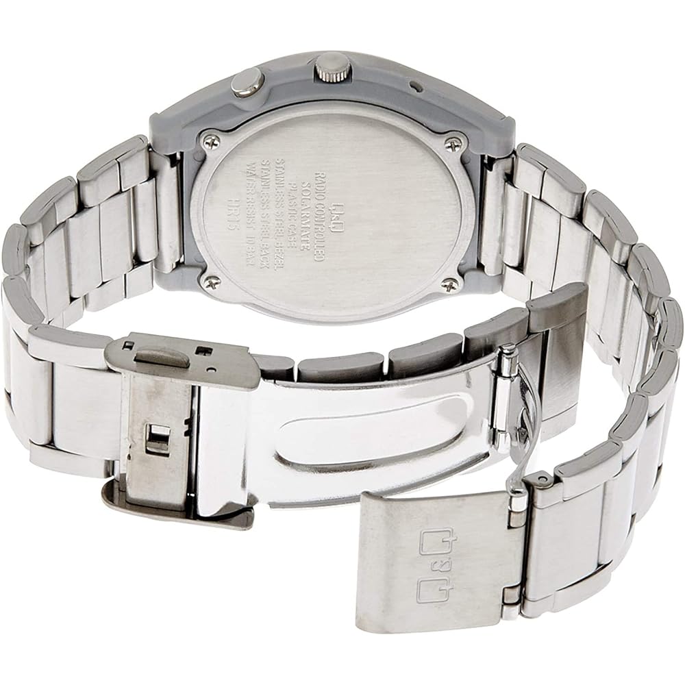 Citizen Q&Q Analog Solar Radio-Controlled Waterproof Watch with Date Metal Band Men's White