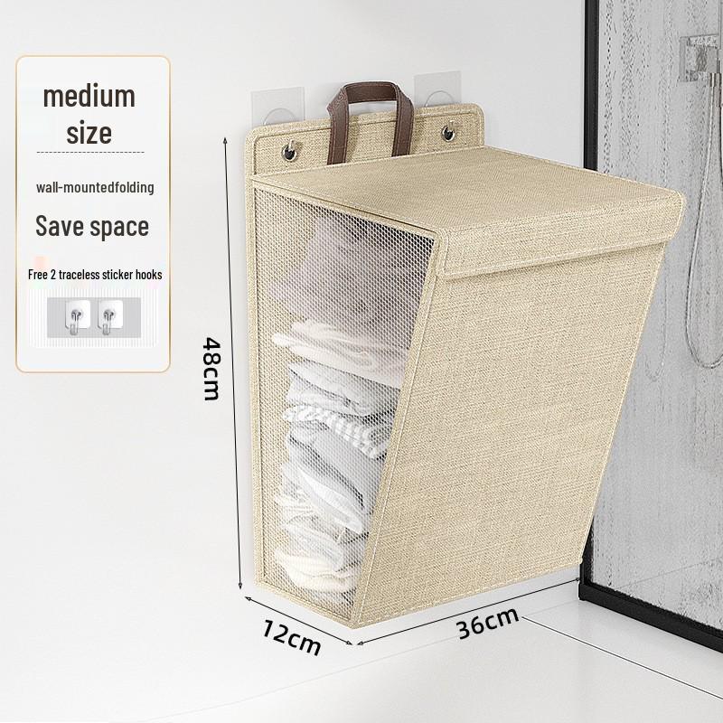 Складная корзина для хранения белья и игрушек с крышкой - Большая вместимость, Пылезащитная, Настенная.
