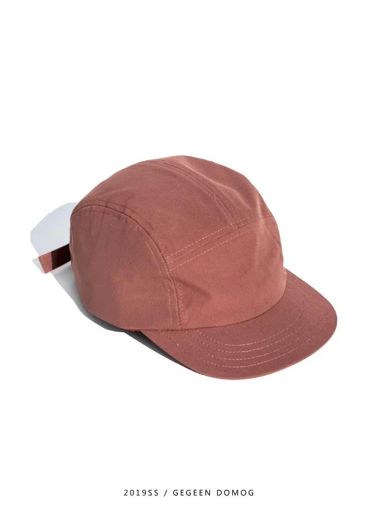 Custom Logo Print 5 Panels Cap Short Brim Baseball Hat Women Flat Bill Camping Gorras Solid Color Men Low Crown Classic Gorros