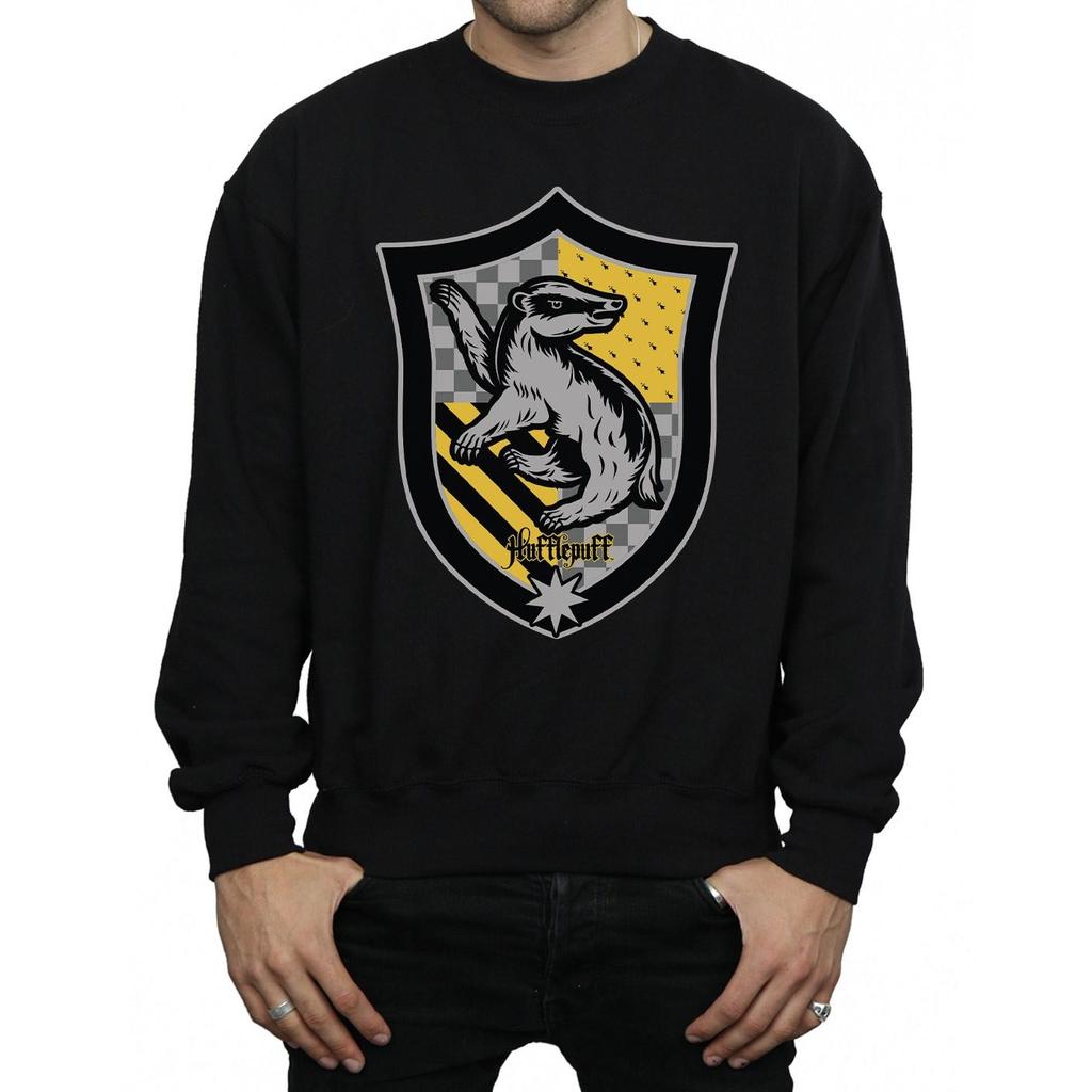 Harry Potter Mens Hufflepuff Crest Flat Sweatshirt