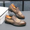 2024 New Mesh Breathable Summer Leather Shoes Business Luxury Brogue Carving Shoes Dress Shoes Retro Color Lace-up Fashion Shoes