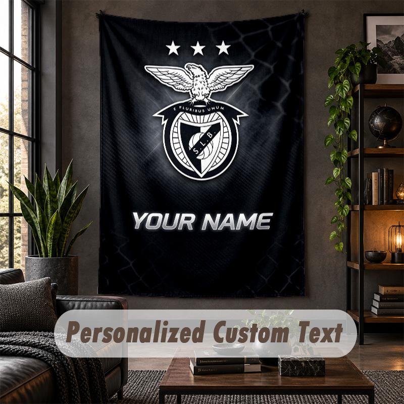 Wall Tapestry Benfica FC Print Custom Name Text Wall Hanging Home Decor