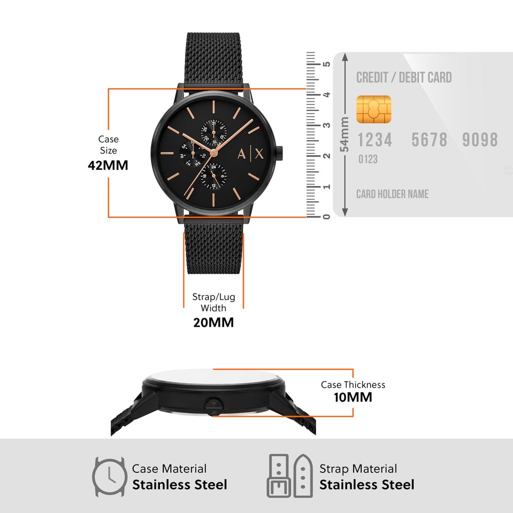 Часы Armani AX7162SET черные [AX Exchange] мужские