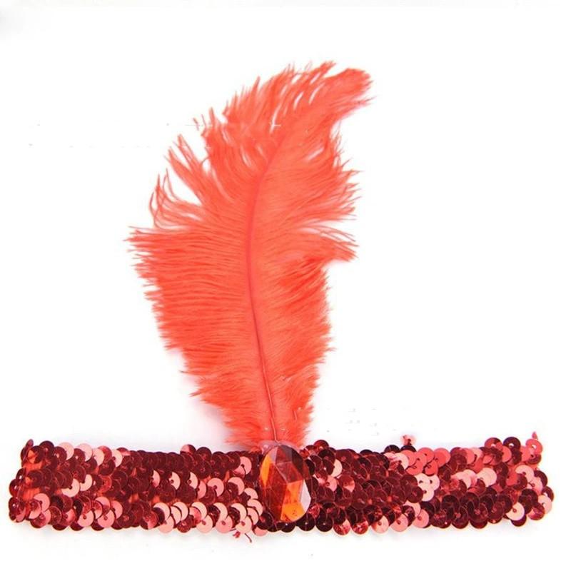 Sequins Feather Crystal Headband Indian Feather Headdress Holiday Party Indian Hairband Fashion Women Hair Accessories
