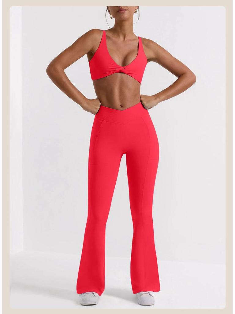 Комплект сексуального нижнего белья Cross-Border: Спортивный бюстгальтер-комбинезон и штаны для йоги с высокой талией