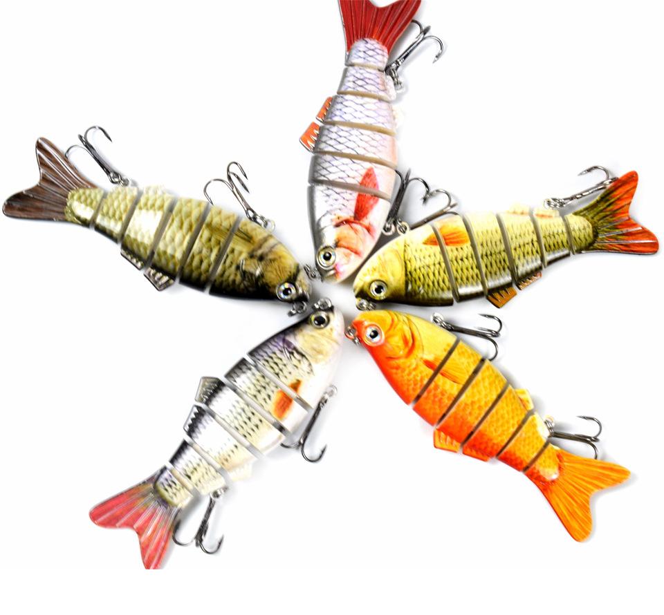 3 Sets 10cm 165g Stainless Steel Multi-Section Fish Luya Artificial Hard Bait 6 Section Bionic Crank Lure Hooks for Small
