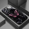Ретро Чехол из закаленного стекла с узором из темных бабочек для iPhone 11 12 13 14 15 16 17 Pro Max 17Air 16E 7 8 Plus XR XS X