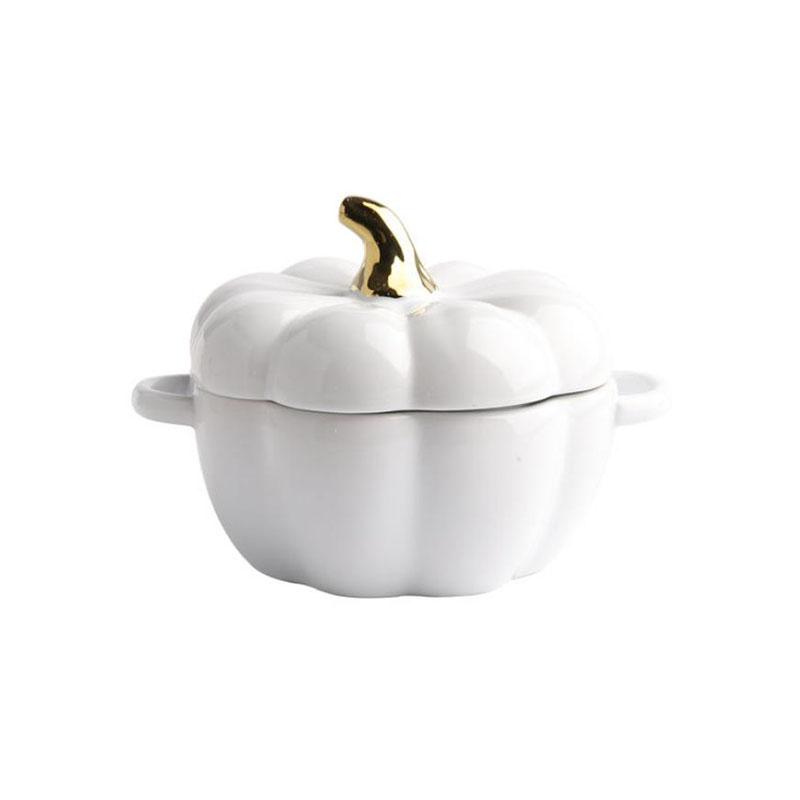 Pumpkin Bowl Soup Cup with Lid Baking Bowl Ceramic Rice Bowl Baking Tableware Dessert Bowl Soup Bowl Ceramic Tableware