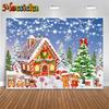 Mocsicka Christmas Photography Background Xmas Tree House Decorations Adult Children Photo Backdrops Holiday Party Studio Banner