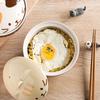 550ml Soup Bowl Ceramic Instant Noodles Lamian Noodles Bowl with Lid Cartoon Animal Tableware Home Creative Ceramic Tableware