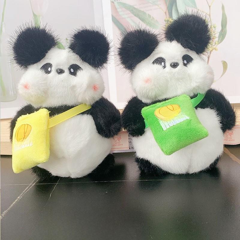 Plush Panda Keychain With Soft Cord For Backpack And Key Holder Gift