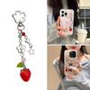 Fashionable Strawberry Pendant Phone Charm Unique Heart Flower Keychain Vibrant Beaded Pendant for Cellphone Camera