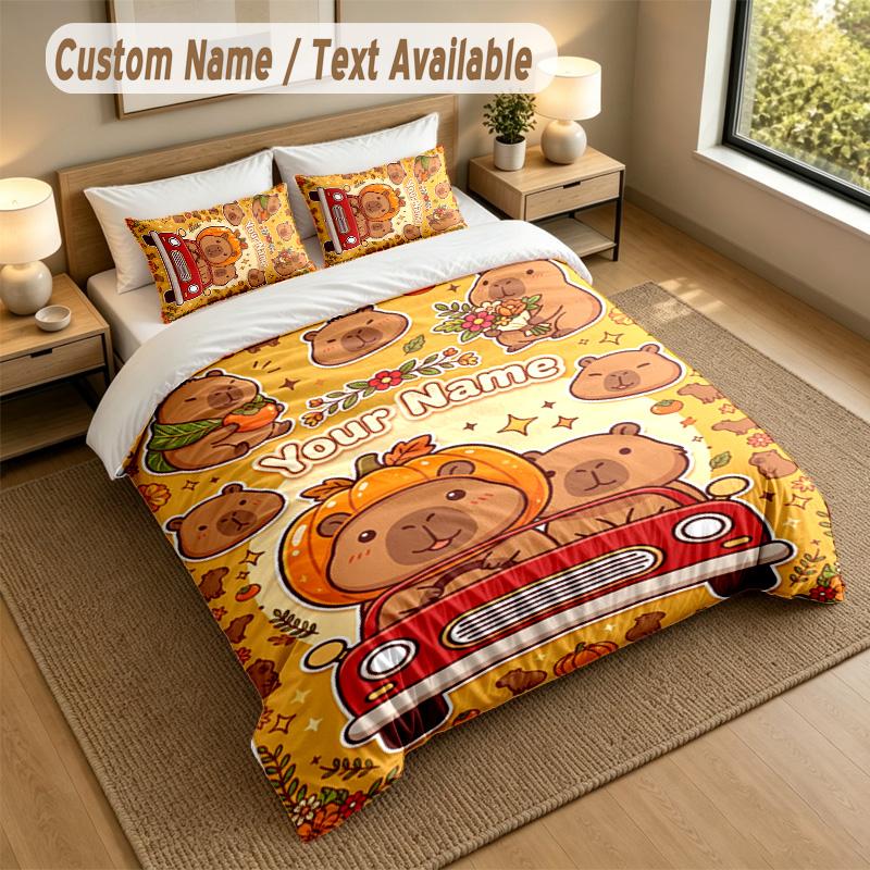 Bear Panda Theme Personalized 3Pcs Bedding Set Custom Text & Name 1 Sheet 2 Pillowcases Household Bedding 1pc