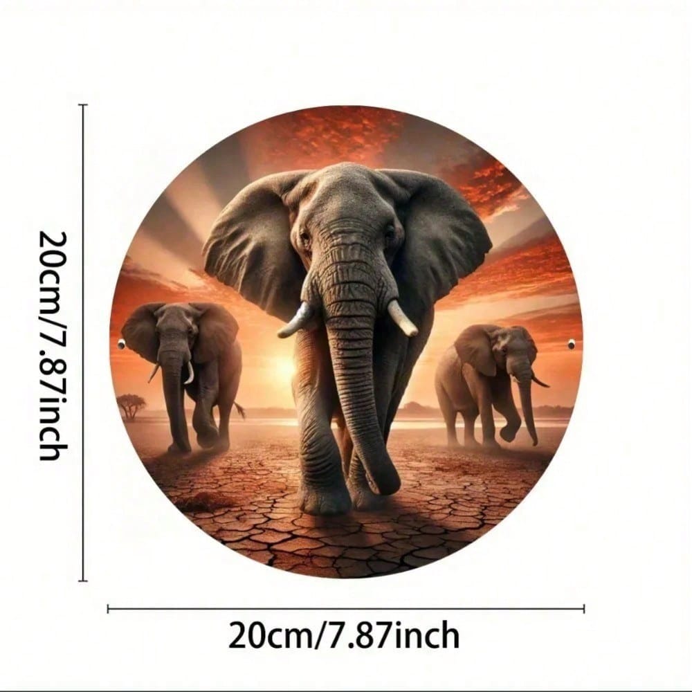 Sunset Elephant Metal Tin Sign 2D Wall Art for Living Room Bedroom Kitchen Bathroom Home Garden Cafe Bar Halloween Decor