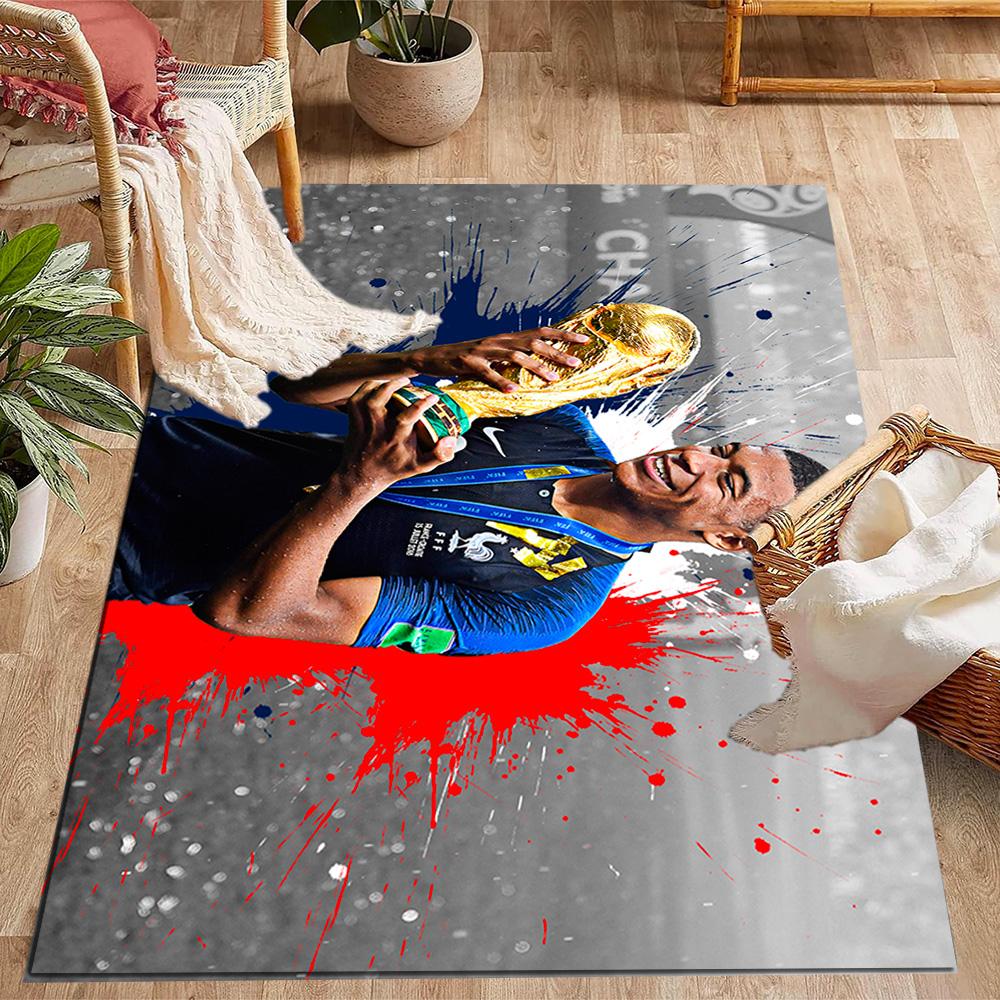 Mbappe Soccer Legend Floor Rug Office Rug Perfect for Study room Outdoor Living Rooms Decorate room Anti-slip Rug Decorate Offices