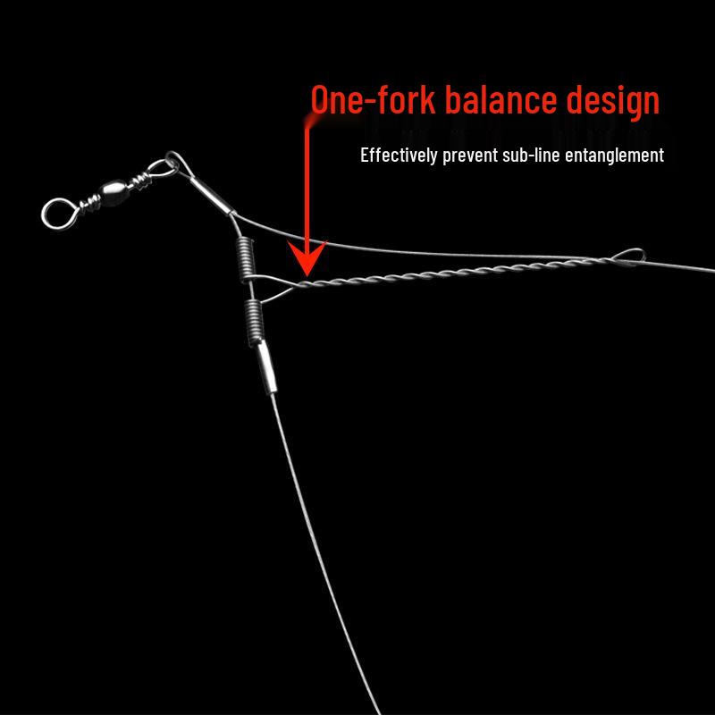 Вертлюжная стальная проволочная двойная оснастка с крючками против запутывания для крупной рыбы, красного горбыля, белого пампа.