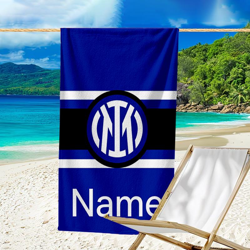 Custom Name Ultrasoft Beach Towel With Inter Milan Themeideal For Pool Camping Diving Perfect Travel Essential Vibrant Beach Towel