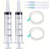 2 Sets Of 20 Ml Plastic Syringes, Liquid Measuring Syringe Tool, 3 Ml Dropper 3 , With Two 39 Inch Clear Feeding Tube
