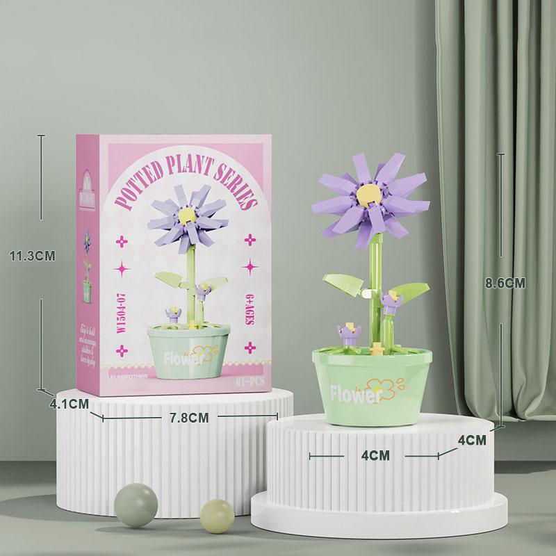 Букет Вечных Цветов Бонсай Комнатное Растение Модель Микро Строительные Блоки Украшение для Дома Головоломка Игрушки Детские Подарки на День Рождения Рождество