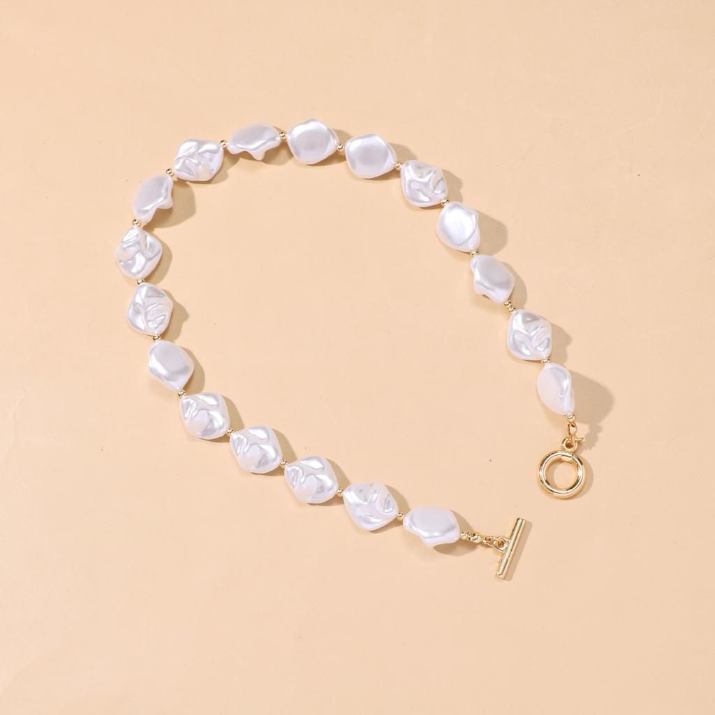 Барочное жемчужное ожерелье для женщин, простое ожерелье из бусин неправильной формы, ниша, французская цепочка на шею, цепочка на ключицу.