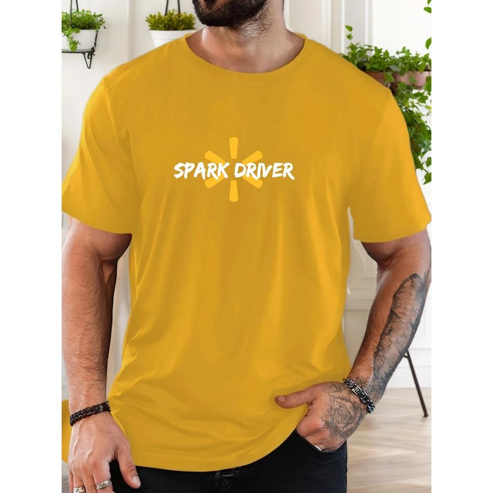 Men's SPARK DRIVER pattern summer casual crew neck short T-shirt