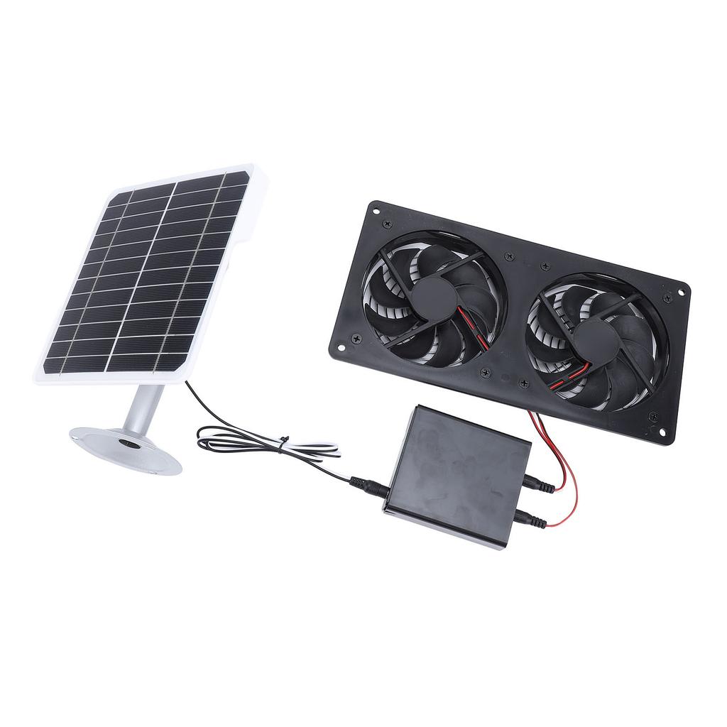 Solar Exhaust Fan IPX7 Waterproof Safe 20W Solar Panel Ventilation Fan with Energy Storage Box for Chicken Coop Pet