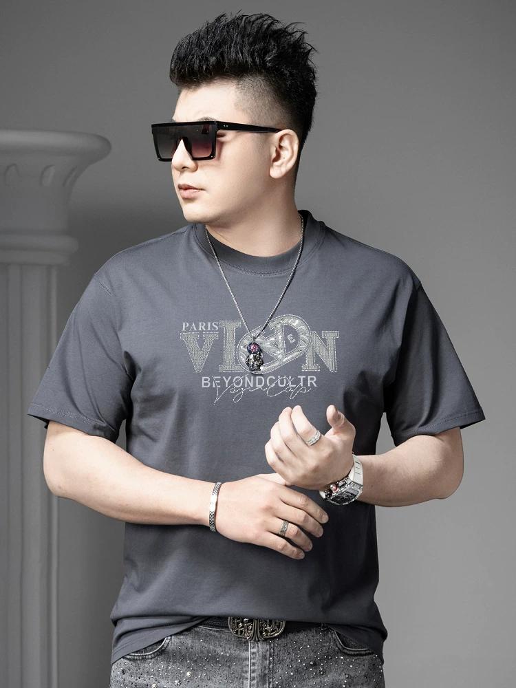 European Goods 2025 Summer New Men's Casual Short sleeve T-shirt Fashion Brand Letter Print round Neck Half Sleeve Loose Top