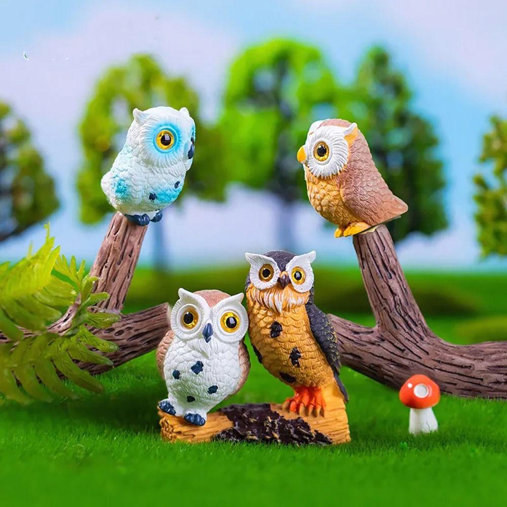 1Pcs Home Decoration Owls Figurine DIY Craft Micro Landscape Ornament New Animal Miniatures