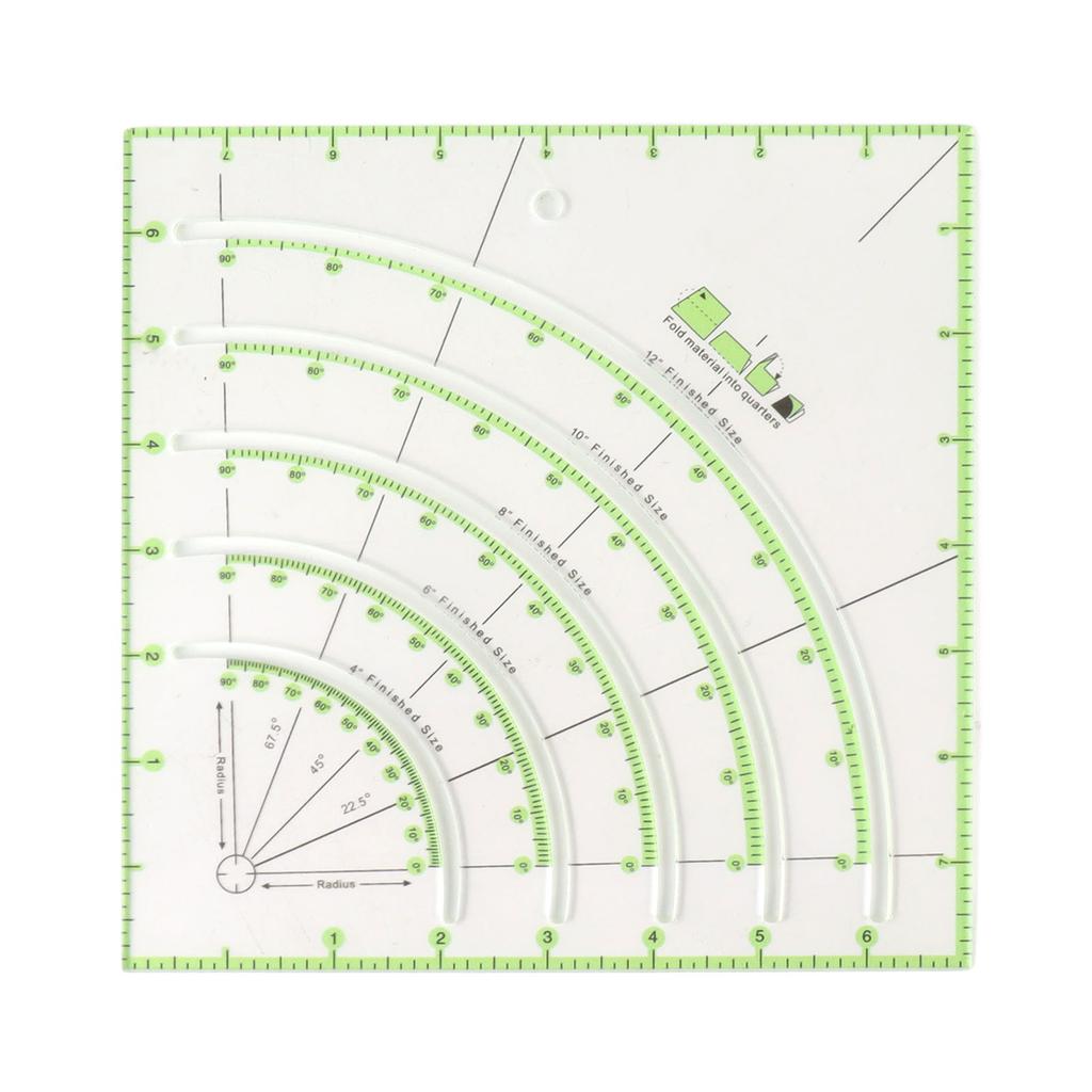 8 Inch Acrylic Quilting Ruler Multifunctional Clear Arcs Fans Quilt Circle Cutter Ruler for