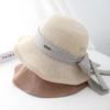 Уличная шляпа-ведро 2025, женская летняя маленькая свежая японская и корейская солнцезащитная пляжная шляпа с бантом, защита от ультрафиолета для моря