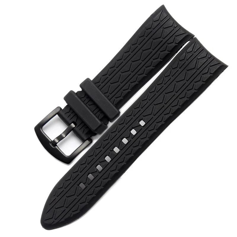 24mm Black Silicone Straps for Porsche Design P6612 Watch Strap Watchband Belt Wristband Replacement Watch Bracelet