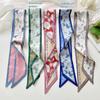 Floral Tied Hairband Long Vacation Headscarf Summer Silk Satin Scarf