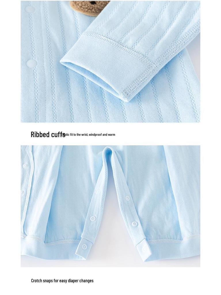 Детский боди из чистого хлопка, стиль четырех сезонов, без косточек, ромпер, штаны-шаровары, пижама для новорожденного, весна, осень.