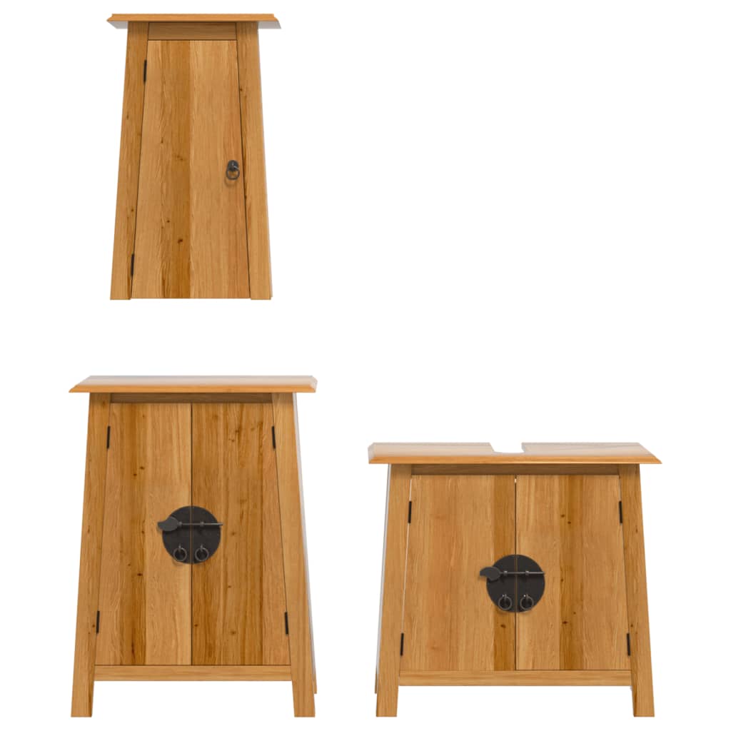 3 Piece Bathroom Furniture Set Solid Pine Wood