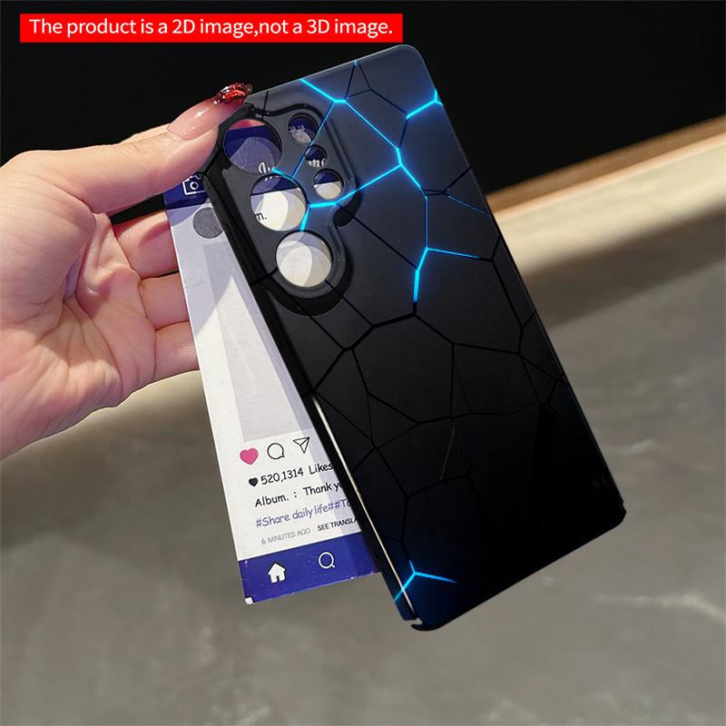 2DFlat Samsung phone case Glowing Blue Hexagon Geometric Phone Case Applicable to Galaxy S22 S23 S24 S25ULTRA S26 A12 A13 A14 A15 A16