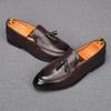 New Men's Tassels Leather Flats Shoes Male Black Brown Designer Comfortable Loafter Homecoming Wedding Dress Footwear