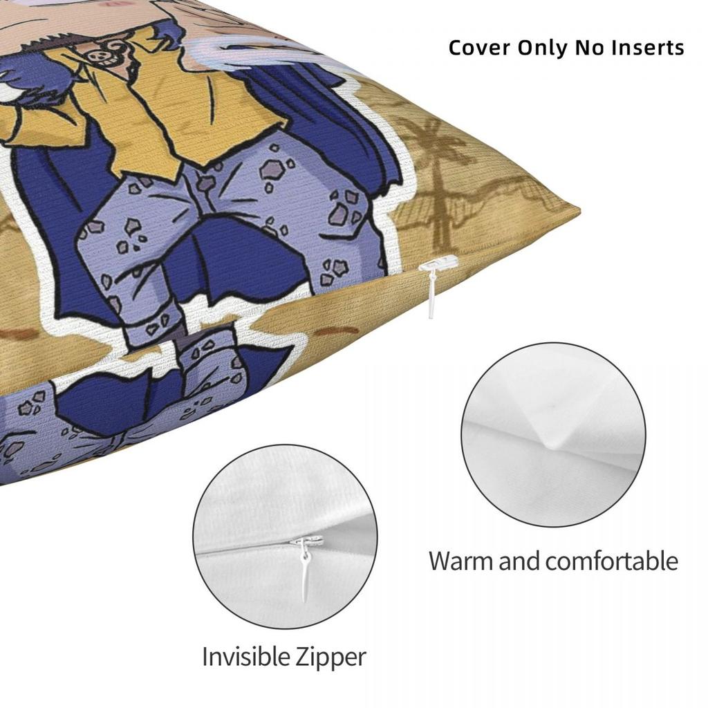 Trafalgar Law Square Pillowcase Polyester Linen Velvet Printed Zip Decor Pillow Case Home Cushion Cover 45X45