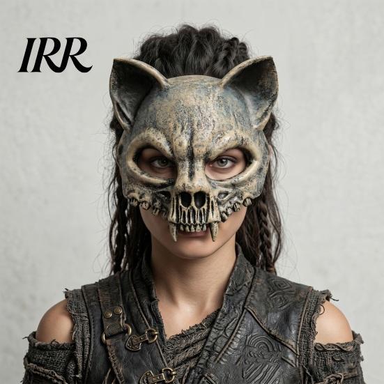 Transparent Vision Masque Animal Skull for Adults, Scary Cat Half Face Pressure Free Masque, Creepy Skeleton Halloween Party Accessory Cosplay,