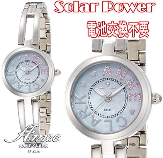 ANNE CLARK Солнечные часы, не требующие замены батареи, полностью из нержавеющей стали, с натуральным перламутром, серебристые, экологичные, женские, с питанием, необходимые, материал, безопасный для кожи, циферблат, цвет,